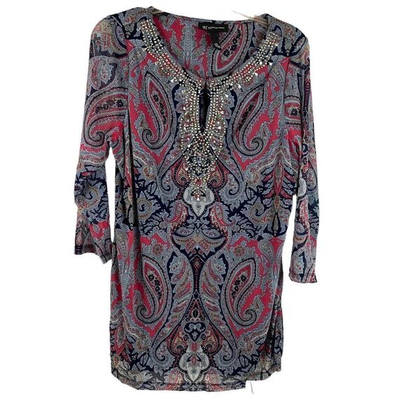 INC International Concepts Embellished Tunic Blouse Size XL - Picture 1 of 8